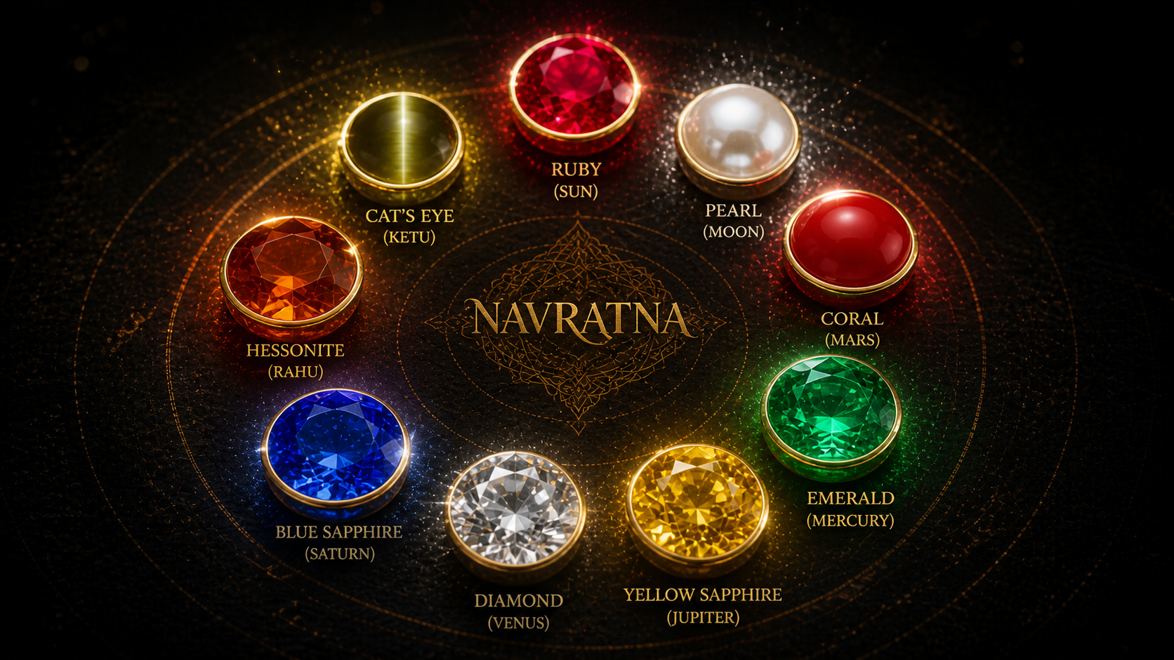 Navratna Nine Gemstones Planetary Symbols Astrology